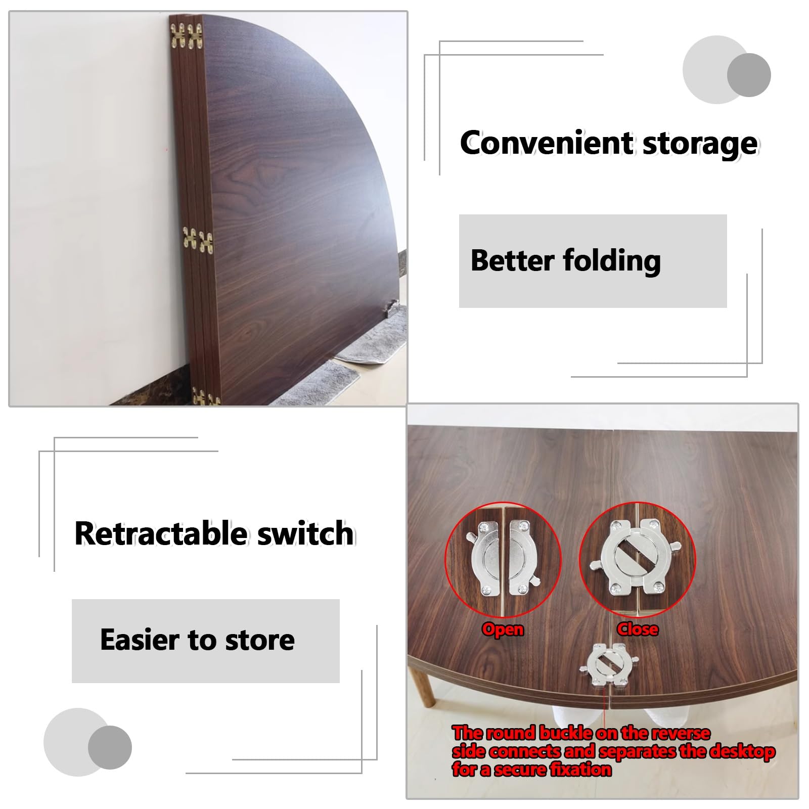 120cm-240cm Large Round Foldable Wooden Table Top Only - Replaceable Folding Circle Table Top Without Legs, Easy Storage & Portability - Perfect for Dining, Events, and Outdoor Gatherings