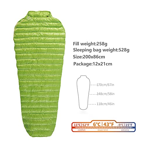 Ultralight Down Mummy Sleeping Bag for Adults - Winter Camping & Hiking Gear - Warm Duck Down Sleeping Bag for Outdoor Adventures, Backpacking & Travel