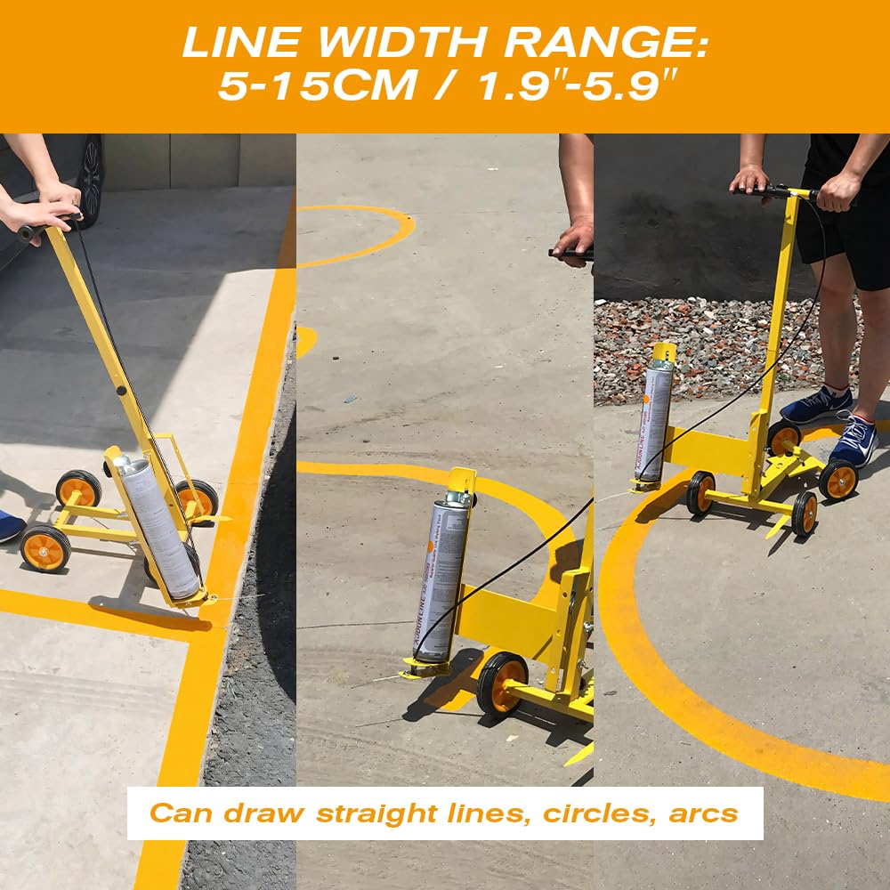 BAUSATZ Parking Lot Striping Machine - Professional Spray Paint Line Marker for Driveways, Concrete & Basketball Courts | Draw Lines, Arcs, S-Lines & Circles | Perfect for Road Marking, Warehouse Floor Painting & Sports Court Maintenance