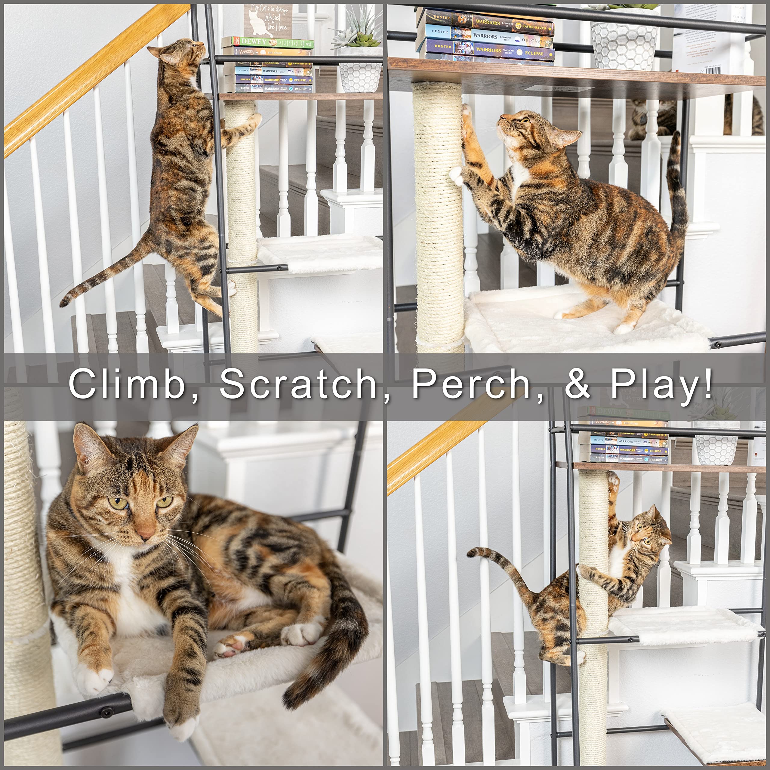 PetFusion VersiCLimb Cat Tree - Multi-Level Cat Climber with Scratching Post & Hammock | Space-Saving Cat Furniture for Small Spaces | Perfect for Cat Play, Scratching & Home Decor