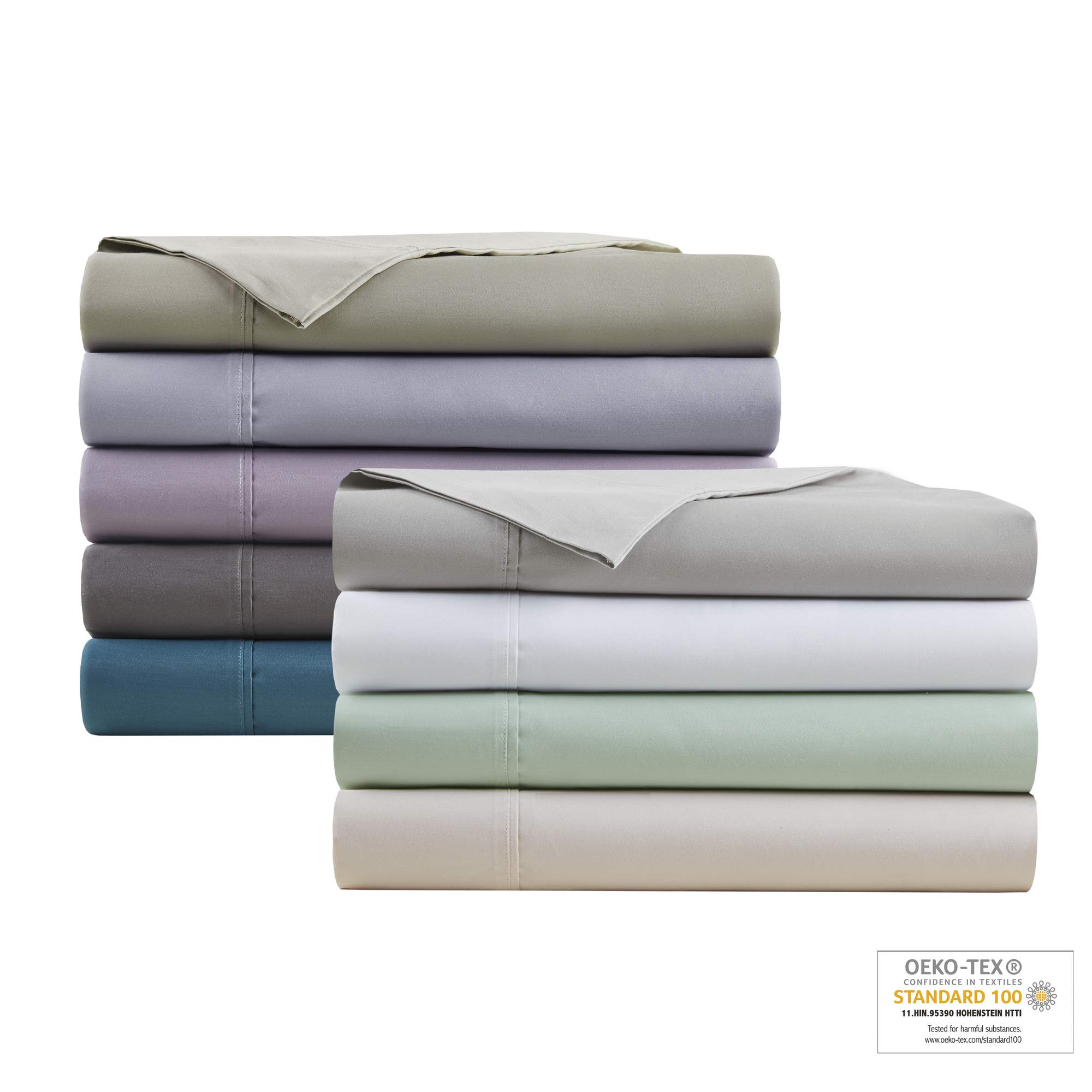 Beautyrest BR 600 Thread Count Cooling Cotton Blend Sheet Set - 16 Inch Deep Pocket, All Season Soft Bedding - Queen Size Grey 4 Piece (BR20-0995) | Perfect for Hot Sleepers & Luxury Bedroom Decor