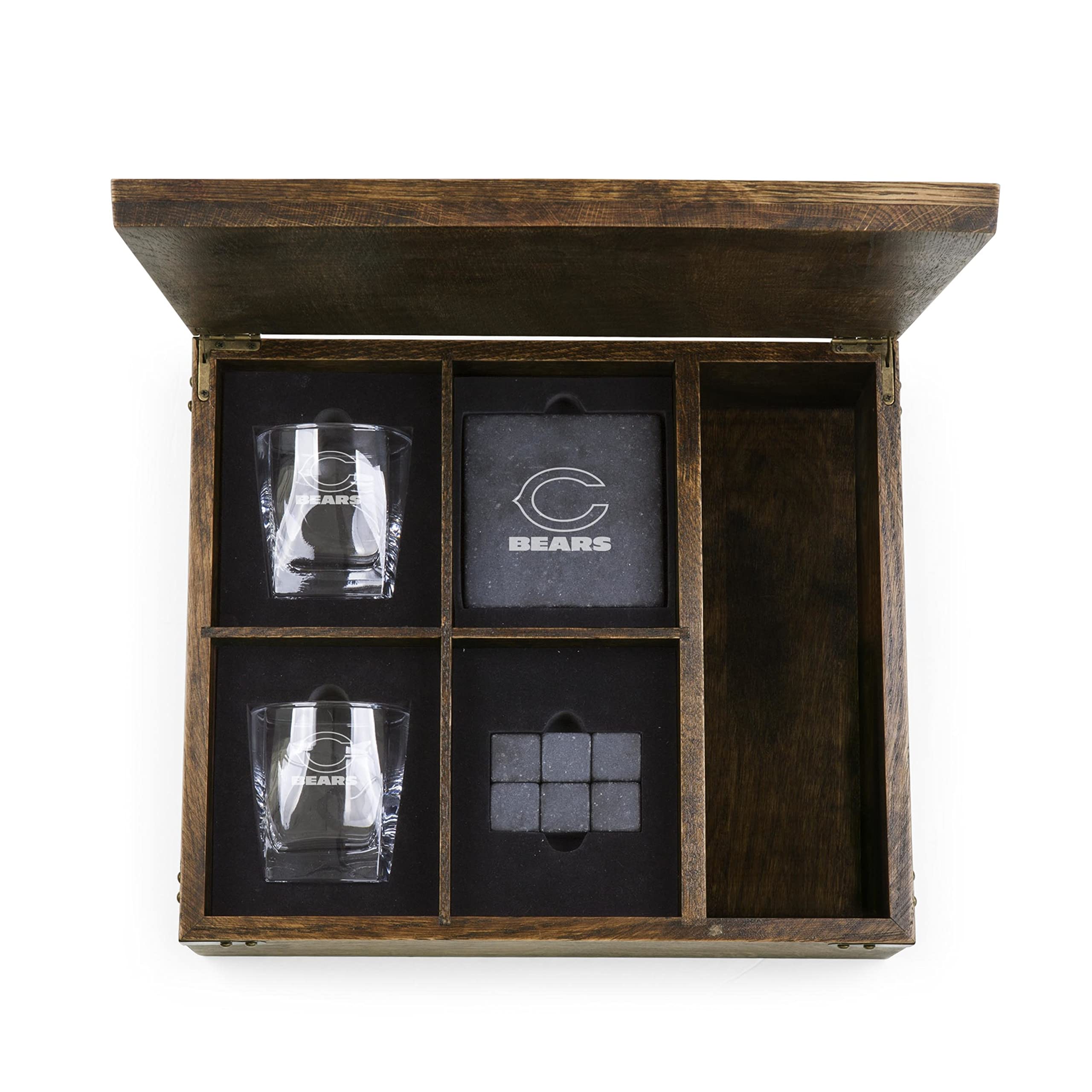 PICNIC TIME NFL Whiskey Gift Set - 2 Whiskey Glasses & Whiskey Stones - Perfect for Football Tailgates, Man Cave Decor & Whiskey Lover Gifts