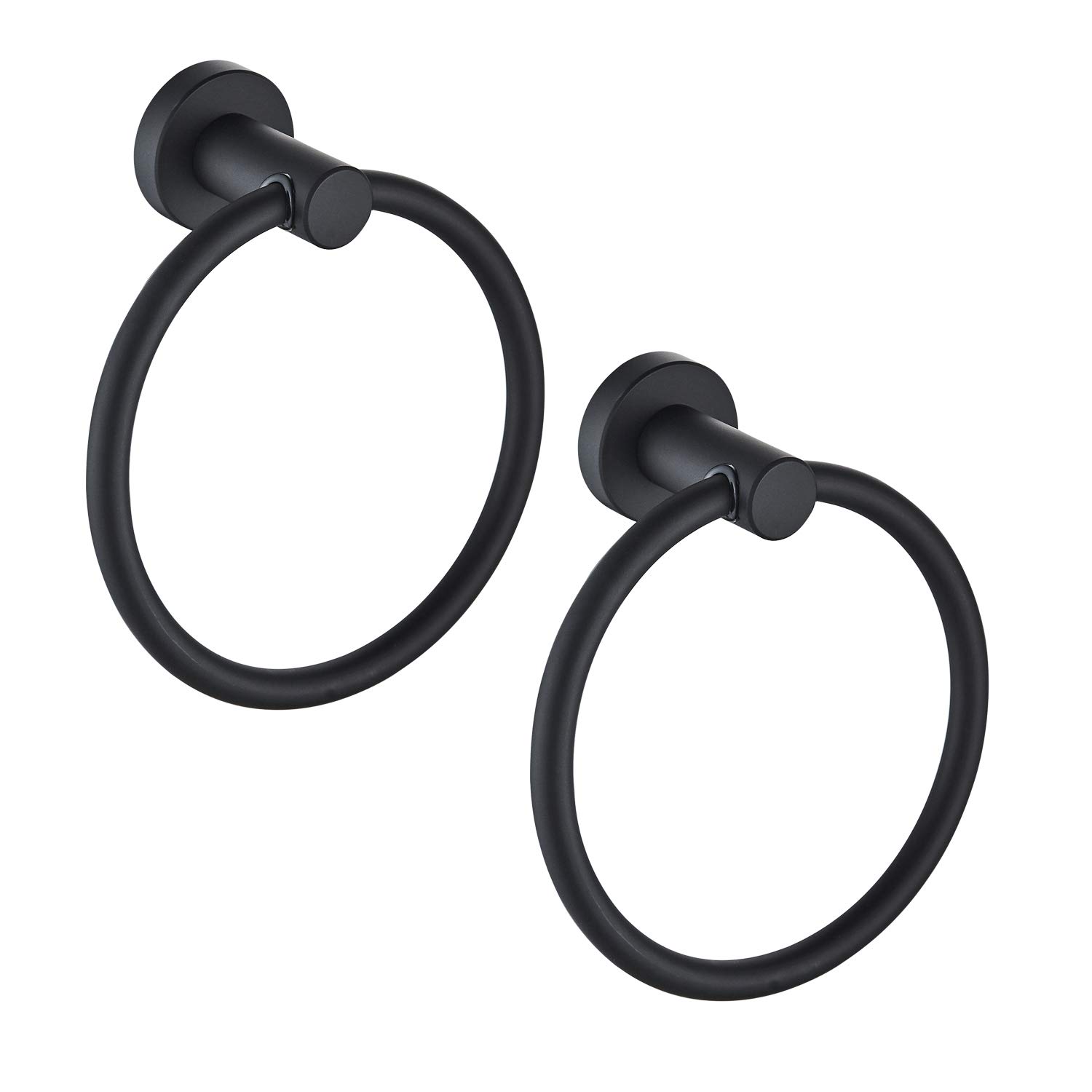 MARMOLUX ACC Matte Black Towel Rings (2 Pack) - Modern Stainless Steel Bathroom Towel Holders for Wall Mount - Durable Round Towel Racks & Hangers - Perfect for Bathroom, Kitchen, and Guest Room Decor