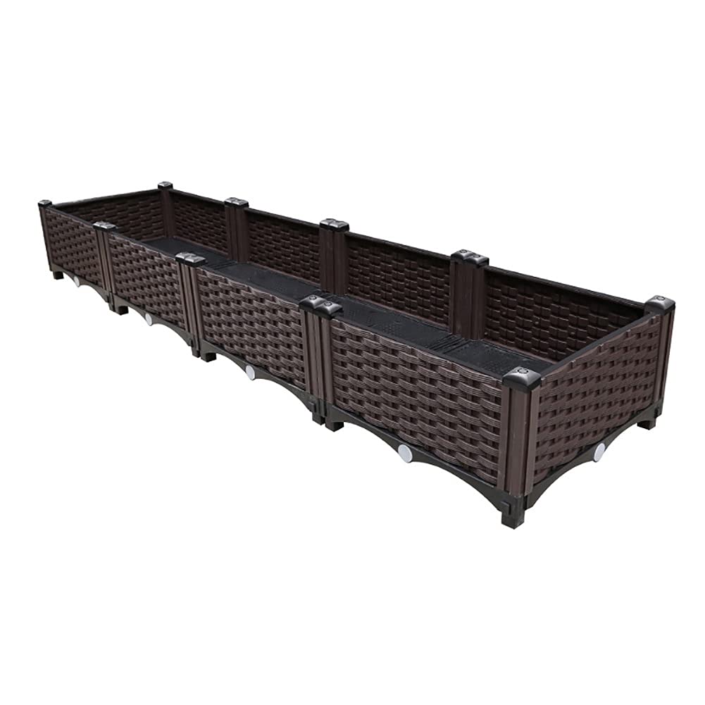 Raised Garden Planter Box - Large Plastic Vegetable & Flower Pot with Drainage Holes for Indoor/Outdoor Use - Perfect for Balcony, Terrace, Patio Gardening and Home Decor
