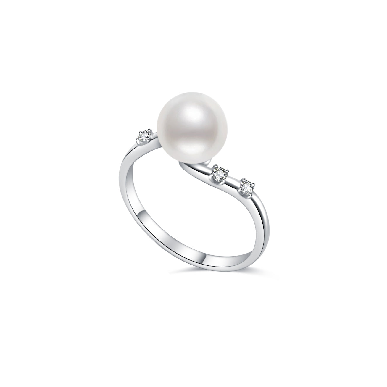 18K Gold Diamond Akoya Pearl Ring for Women - Elegant Bridal Jewelry, Anniversary Gift, Engagement Ring KR00050