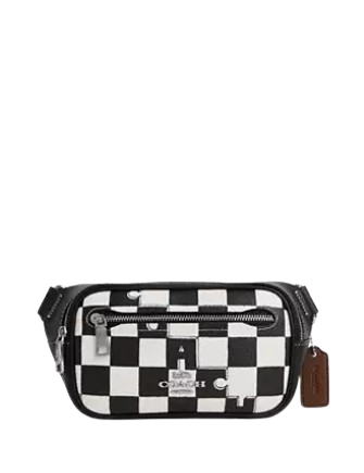 Coach Elias Mini Belt Bag with Checkerboard Print - Stylish Crossbody Bag for Women | Perfect for Travel, Shopping & Everyday Use