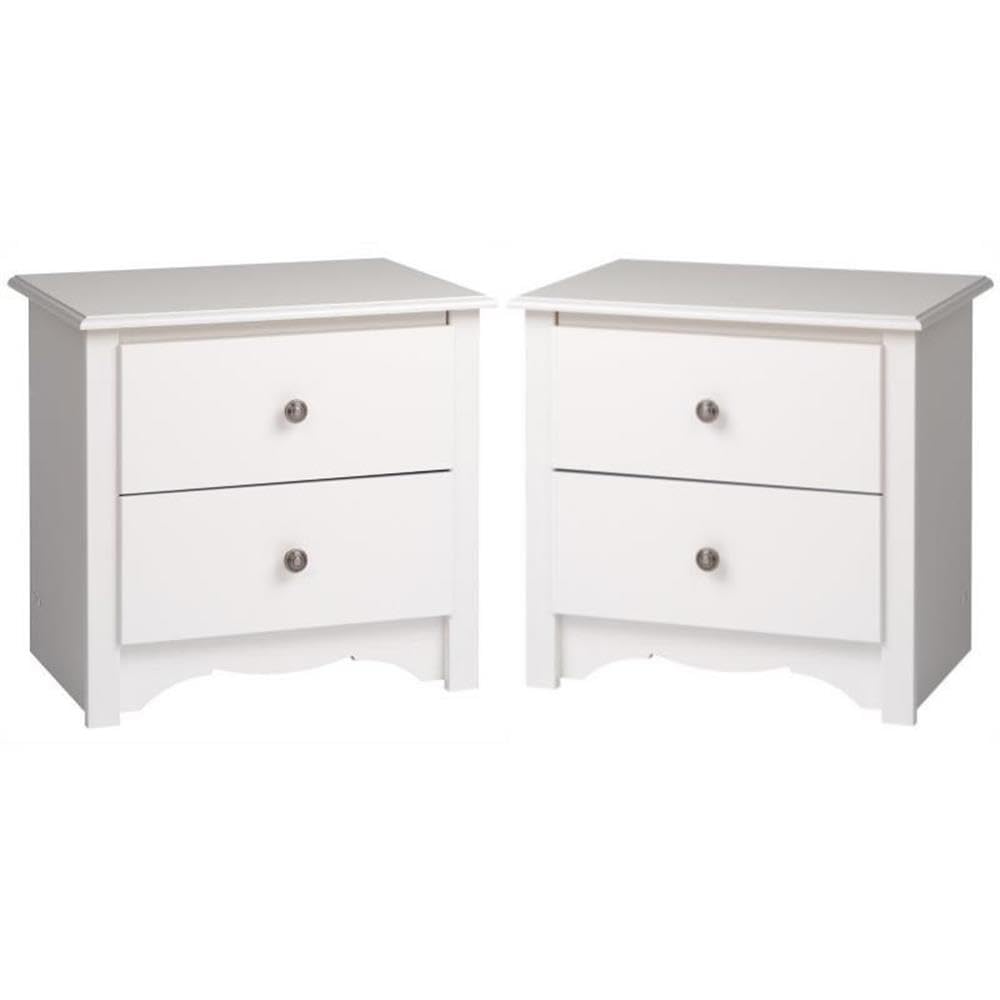 Home Square 2-Piece White Nightstand Set with 2 Drawers - Perfect for Bedroom Furniture, Guest Room, or Small Space Storage