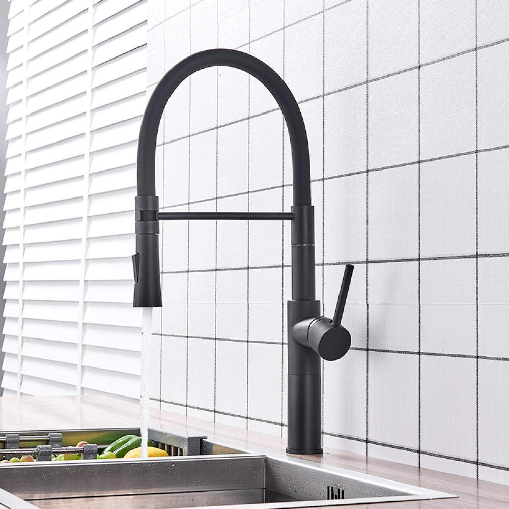 Matte Black Kitchen Faucet with Pull Down Sprayer - 360° Swivel Single Lever Mixer Tap for Modern Sink | Perfect for Cooking, Washing Dishes & Filling Pots