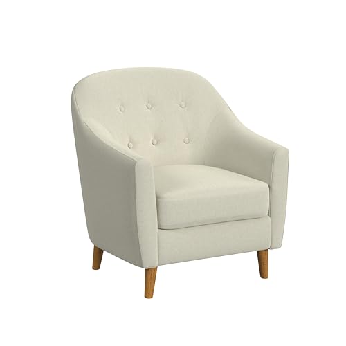 Button Tufted Beige Solid Woven