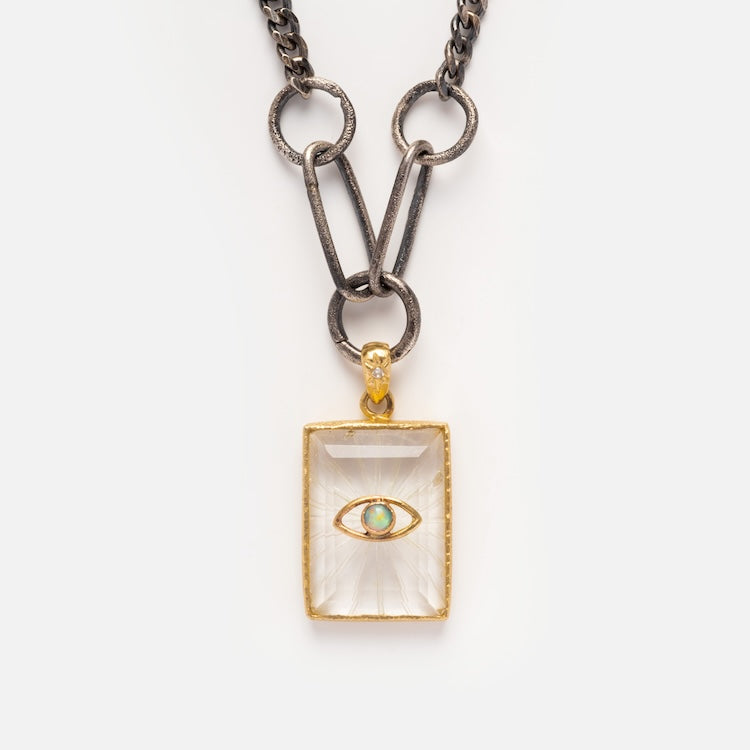 Opal Eye Amulet for Protection - Genuine Opal Stone Talisman for Spiritual Safety & Good Luck | Perfect for Meditation, Energy Healing & Wiccan Rituals