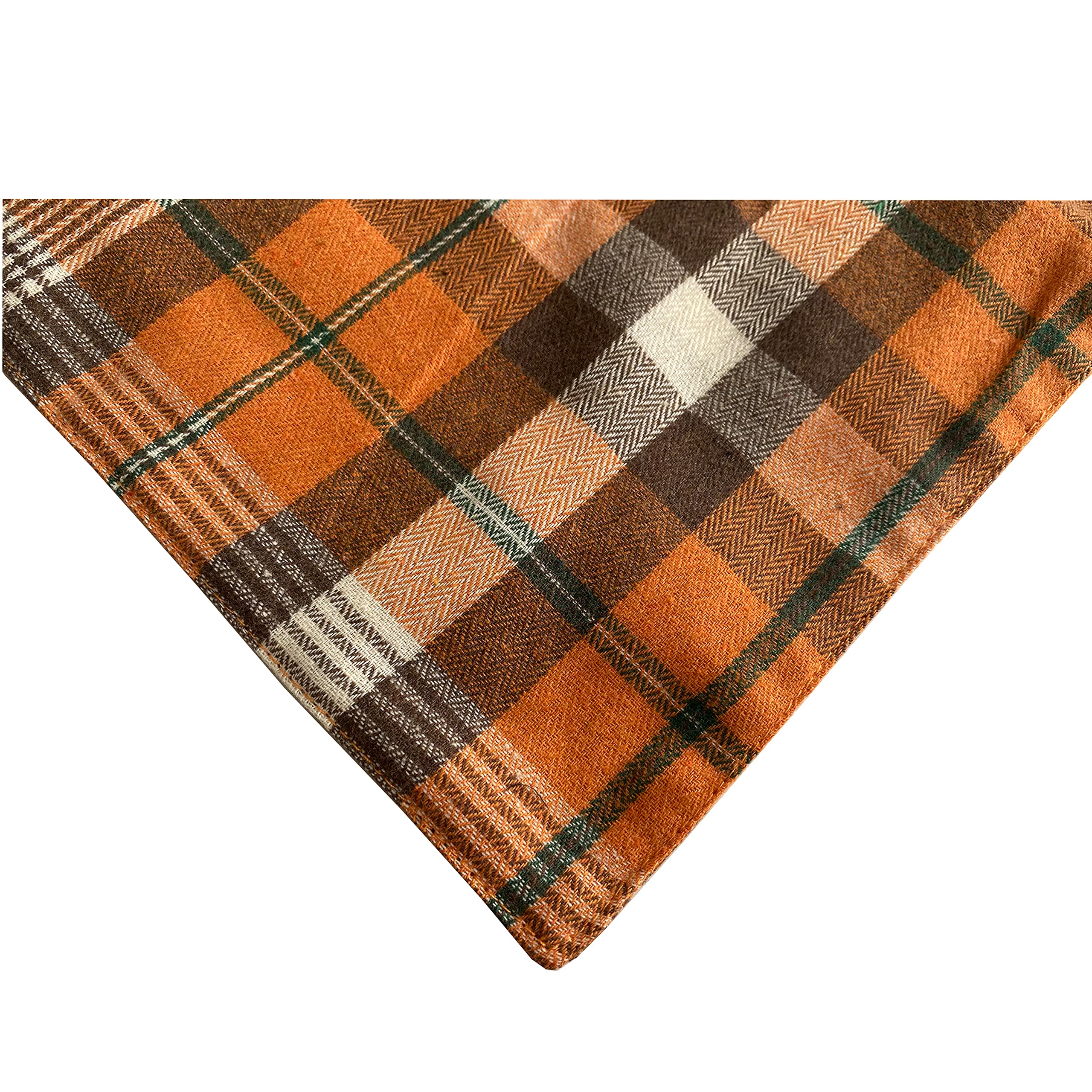 Realeaf Thanksgiving Fall Dog Bandanas 2 Pack - Orange Plaid Pet Scarf for Small & Medium Dogs | Premium Durable Fabric Holiday Bandanas for Boy & Girl Puppies | Perfect for Halloween, Thanksgiving & Autumn Photo Shoots