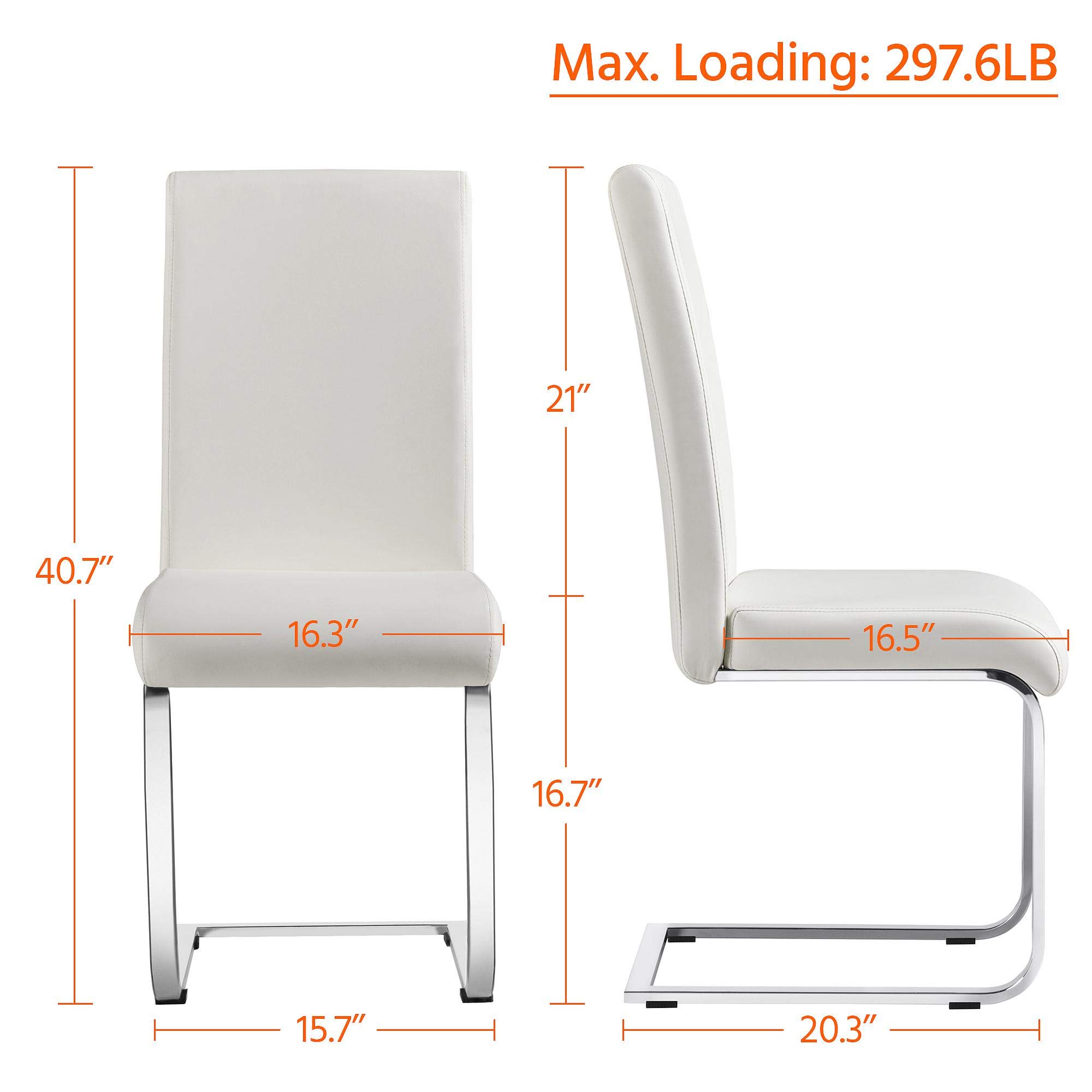 YAHEETECH 4-Piece Modern Dining Chairs Set - PU Leather Upholstered Armless Side Chairs with High Back & Metal Legs for Kitchen, Dining Room, Living Room - Perfect for Small Spaces, Breakfast Nook, and Contemporary Home Decor (White)