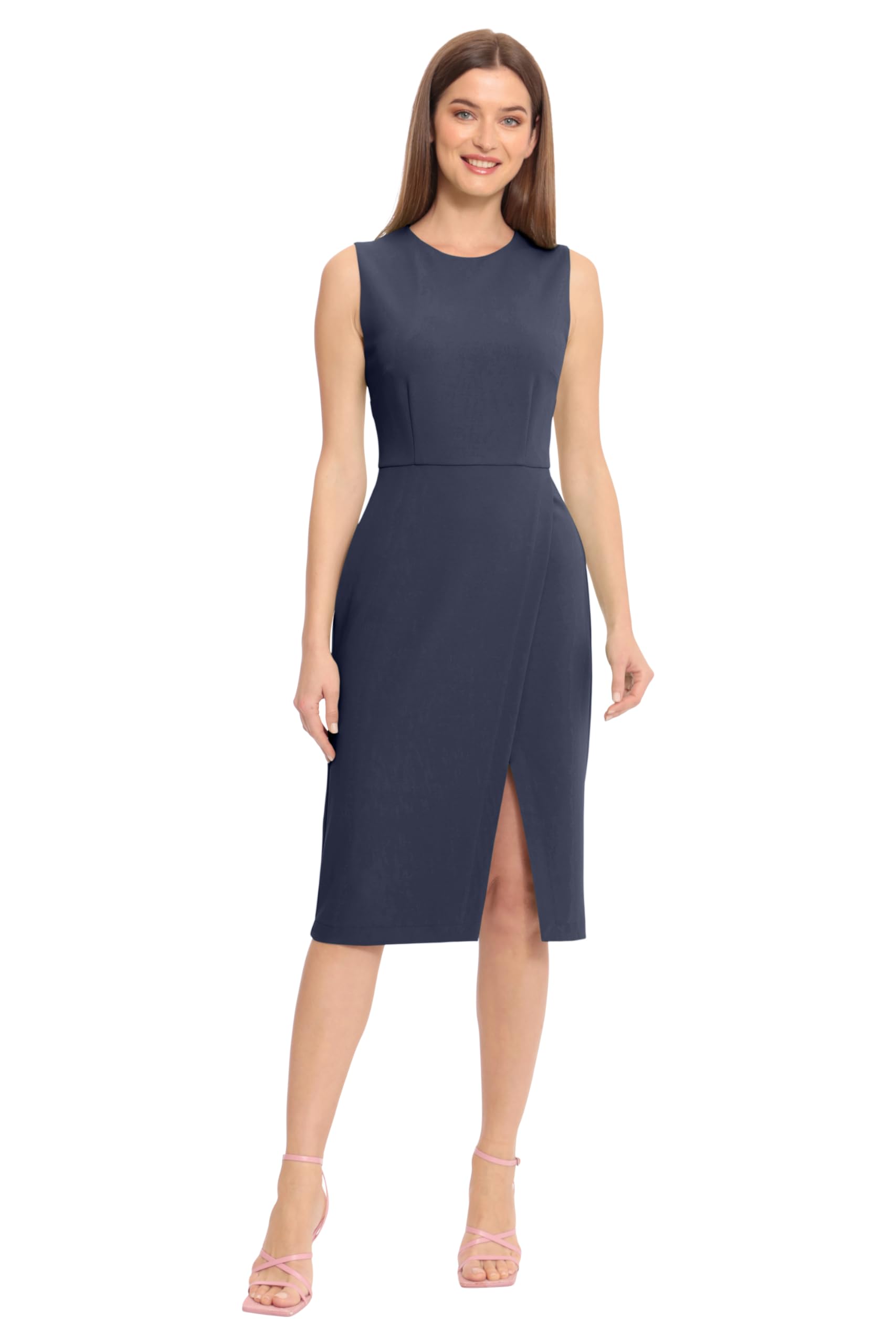 Maggy London Women's Sleeveless Wrap Dress - Knee-Length Sheath Dress for Work & Office Wear | Perfect for Business Meetings, Cocktail Parties & Formal Events