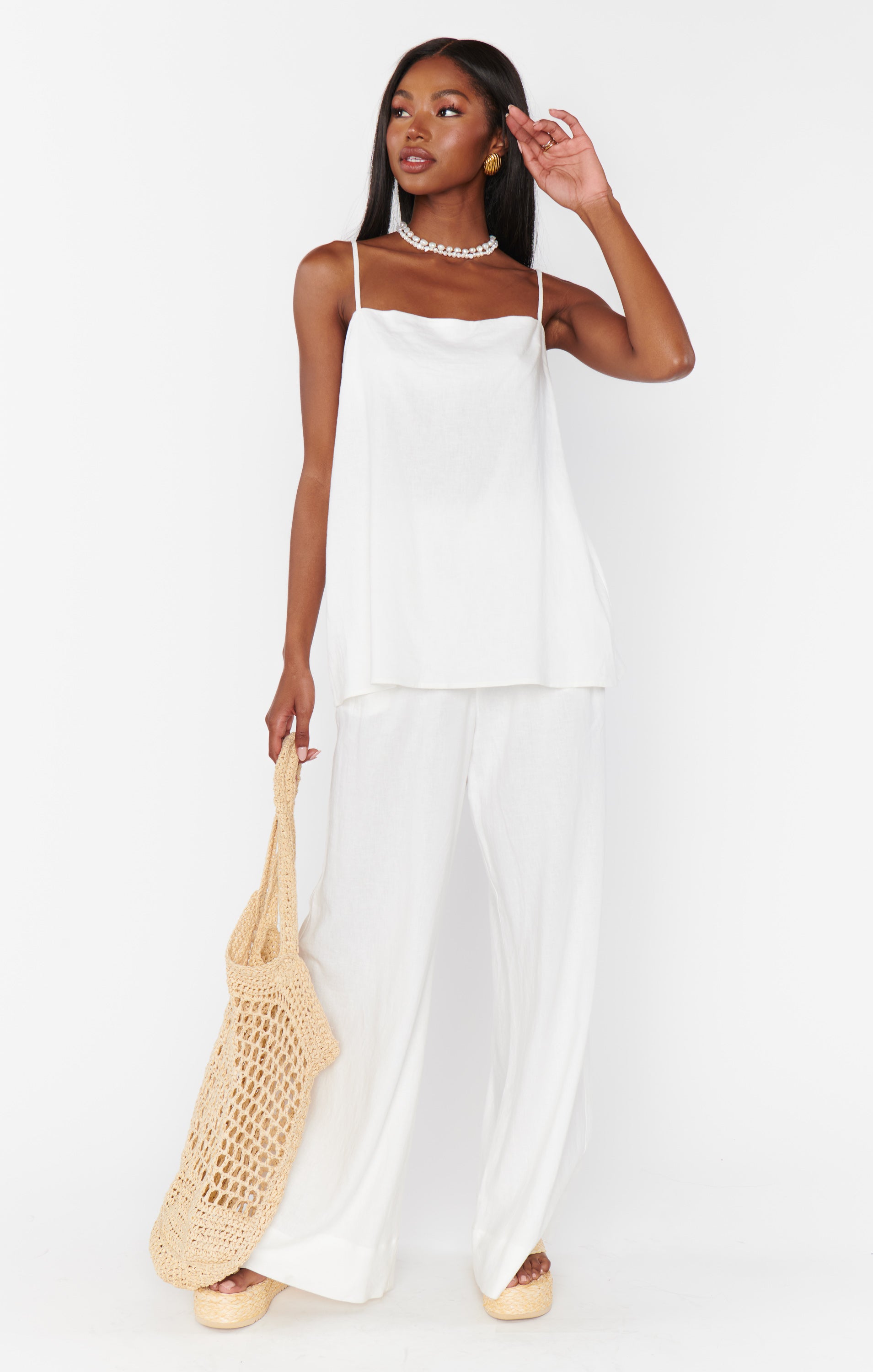 Hayes White Linen Trousers for Women - Comfortable Summer Pants for Office, Travel & Casual Wear