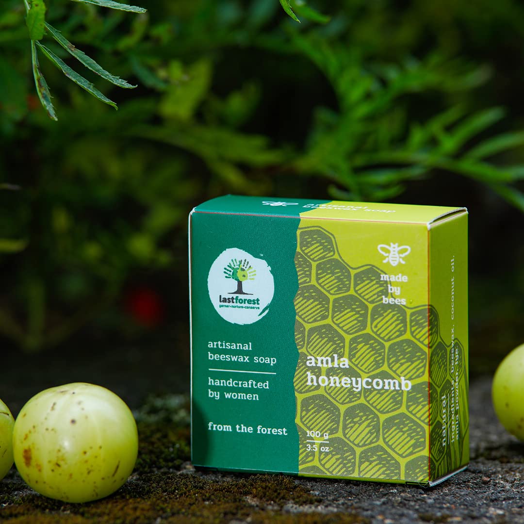 Organic Beeswax Soap for Glowing Skin - 100% Natural Handmade Herbal Bath Bar with Amla (3.5oz) | Moisturizing Body & Face Cleanser for Men & Women | Perfect for Dry Skin Care, Eco-Friendly Bathing & Spa Relaxation
