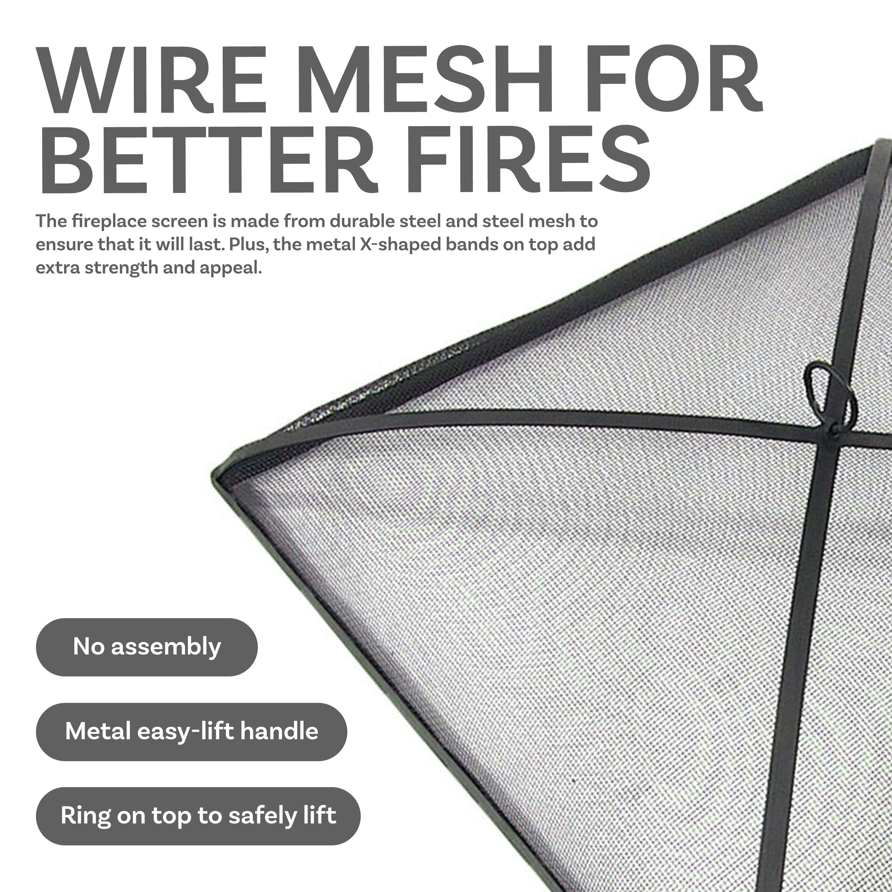 Sunnydaze Black Square Mesh Spark Screen for Fire Pit - Durable & Rust-Resistant - Perfect for Outdoor Patio, Backyard, and Camping Fire Safety
