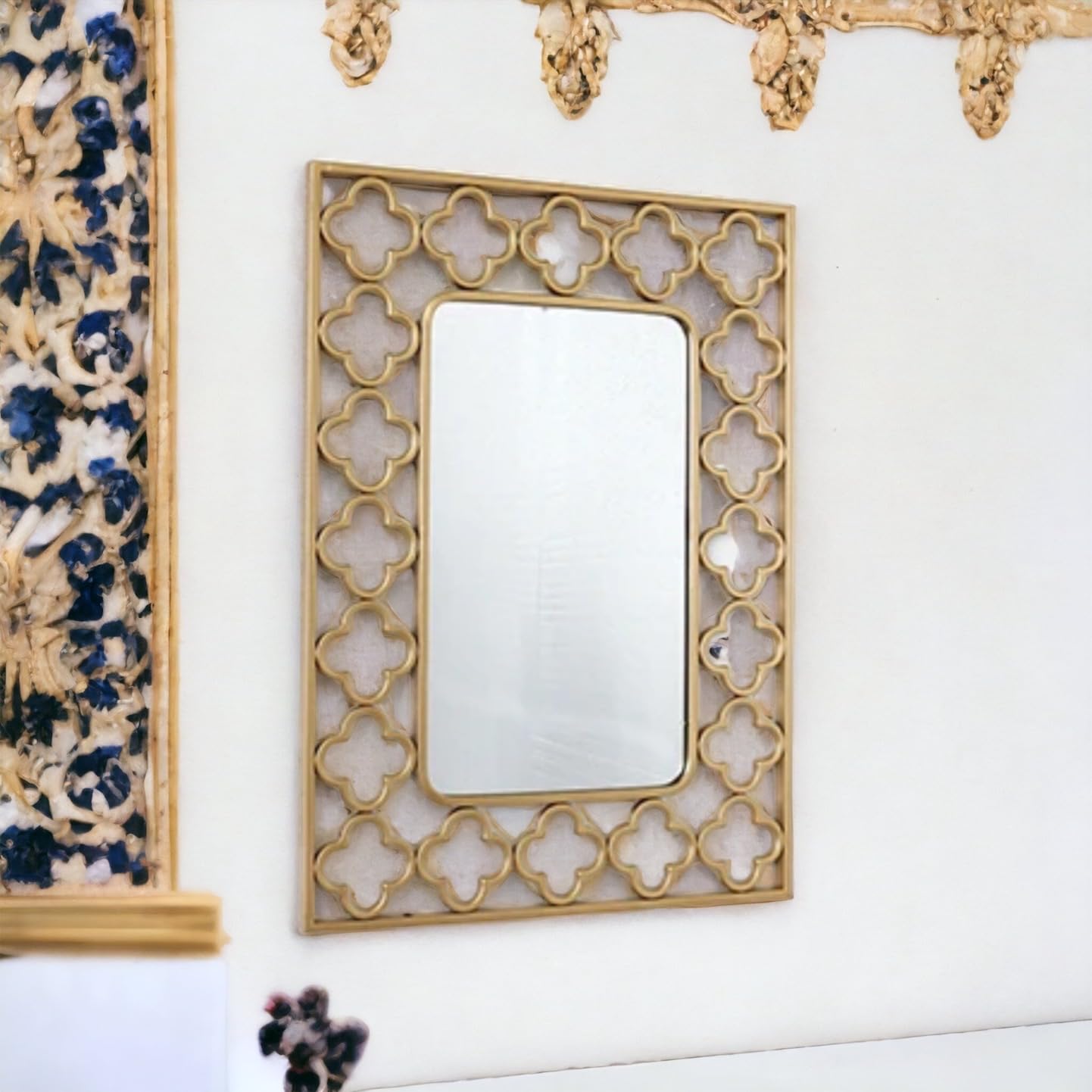 35x25 Inches Large Gold Rectangle Wall Mirror - Elegant Entryway & Living Room Decor, Statement Hanging Mirror for Home, Bedroom, or Bathroom - Perfect for Vanity & Full-Length Viewing