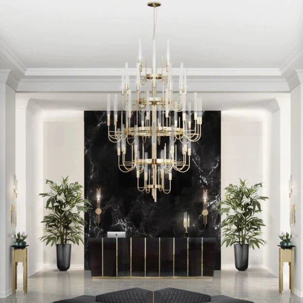 5-Tier Crystal Chandelier - Elegant Luxury Ceiling Light for Dining Room, Living Room, Wedding & Event Decor