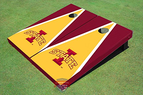 Iowa State University Cornhole Boards Set - Red & Yellow Matching Triangle Design for Tailgating, Backyard Games, Parties & Outdoor Fun