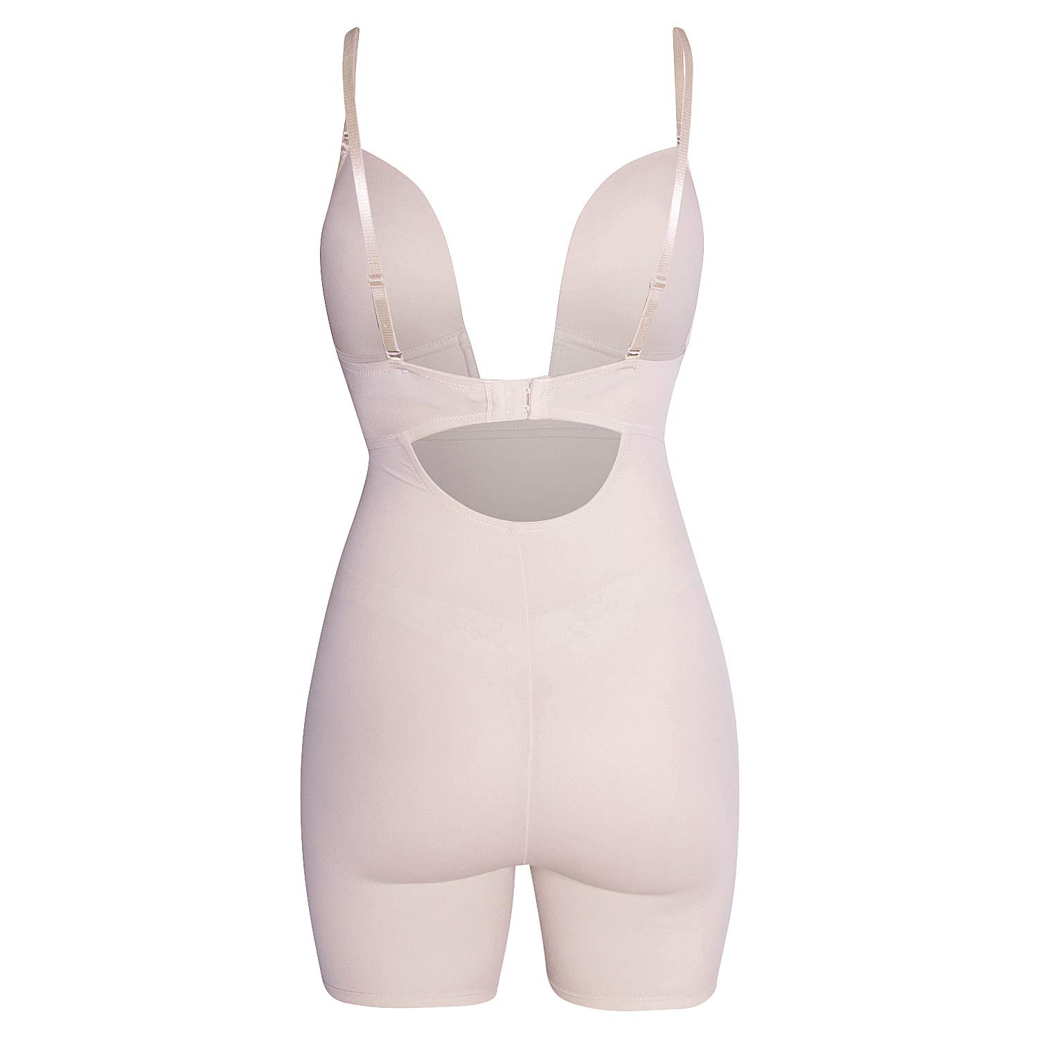 bebe Women's Seamless Bodysuit Shapewear - Stretch Microfiber U Plunge Mid Thigh Full Body Shaper - Slimming Underwear for Tummy Control & Smoothing - Perfect for Dresses, Workouts & Everyday Wear