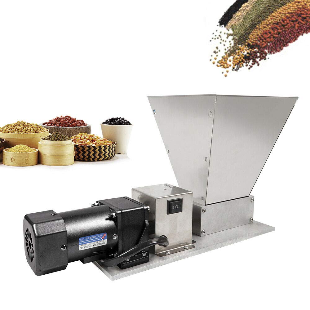TBVECHI Electric Grain Mill - Stainless Steel Barley Grinder, Malt Crusher & Roller Mill for Home Brewing - 60W 110V with 4 Hoppers - Perfect for Grinding Cereals, Beans & Brewing Ingredients at Home