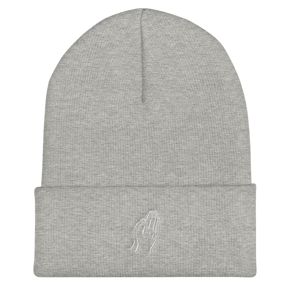 Praying Hands Beanie for Men - Warm Cuffed Winter Hat with Religious Design - Perfect for Church, Prayer & Outdoor Activities