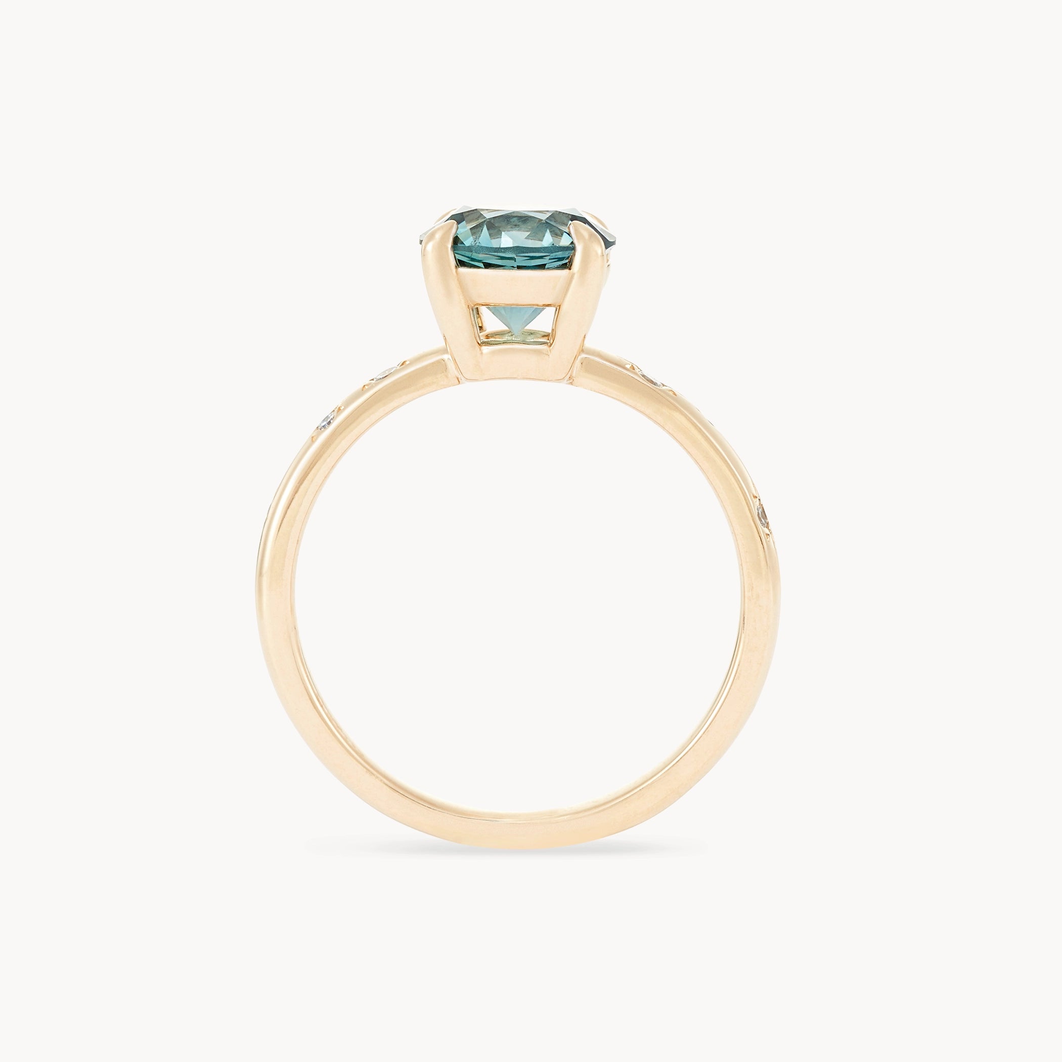 Woodland Grace Unique 14K Yellow Gold Round Sapphire Ring – Perfect for Weddings, Anniversaries & Special Occasions