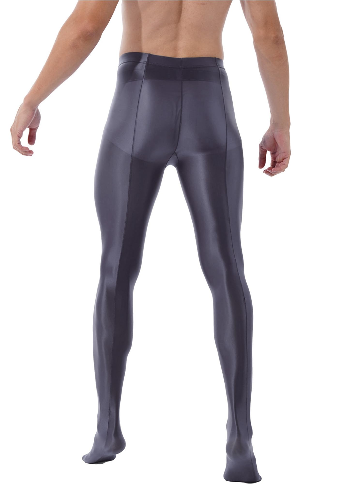 iiniim Men's Ultra Shiny Oil Glossy Pantyhose - High Elastic Opaque Tights & Stockings for Cosplay, Dance, Fashion & Night Out (Sexy Leggings for Men)