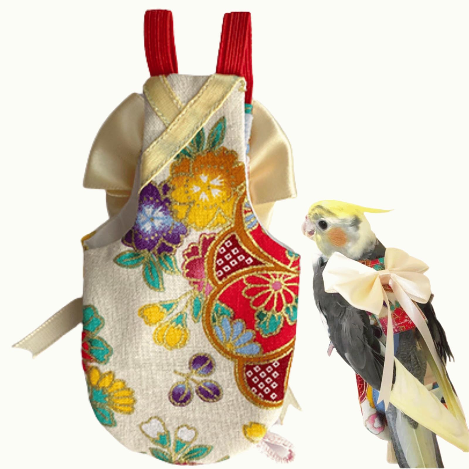 Bird Flight Suits with Diapers for Parrots - Quaker Parakeets & Cockatiels - Parrot Clothes in Almond A & Macaw Sizes | Perfect for Training, Travel & Indoor Play