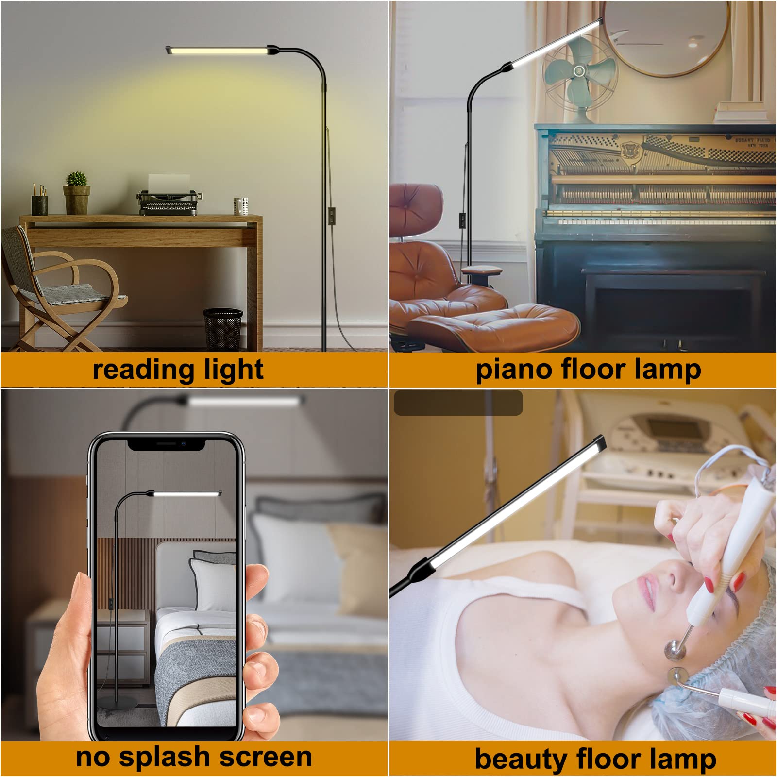 Bright LED Floor Lamp - Adjustable Gooseneck Standing Light for Home Office, Reading, Crafting & Sewing | Dimmable Task Lighting for Bedroom, Tattoo Studio & Workspace