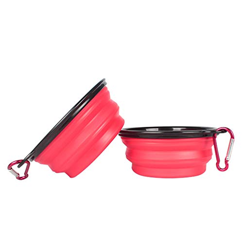 EVERTREND Collapsible Silicone Pet Travel Bowl - Portable Food & Water Dish for Small & Medium Dogs & Cats - Lightweight, Durable & Easy to Clean - Perfect for Hiking, Camping & Travel (Red)