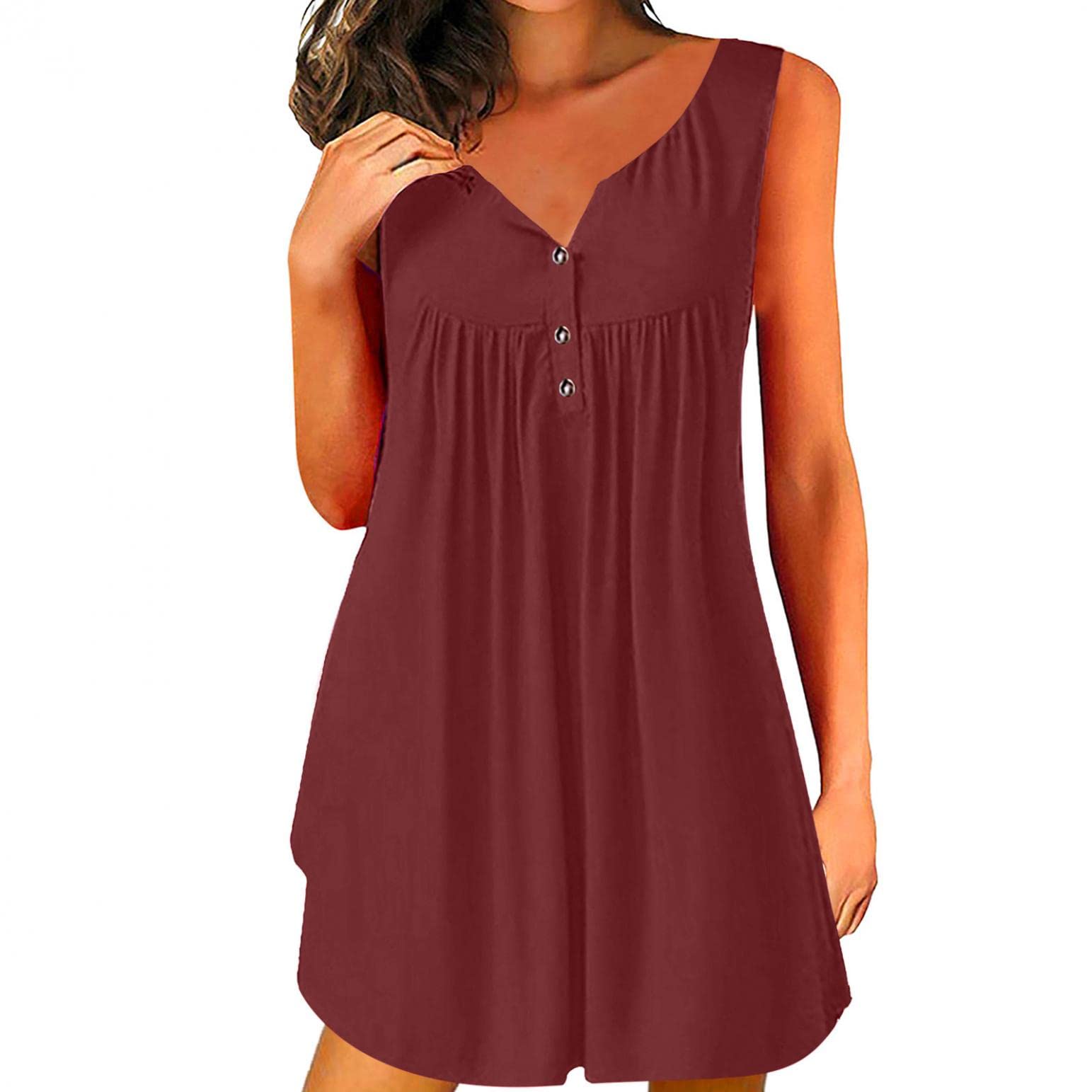 JQUEBGU Women's Summer Tops 2023 - Plus Size V Neck Tank Tops, Casual Loose Tunic Shirts & Dresses for Beach, Vacation & Everyday Wear