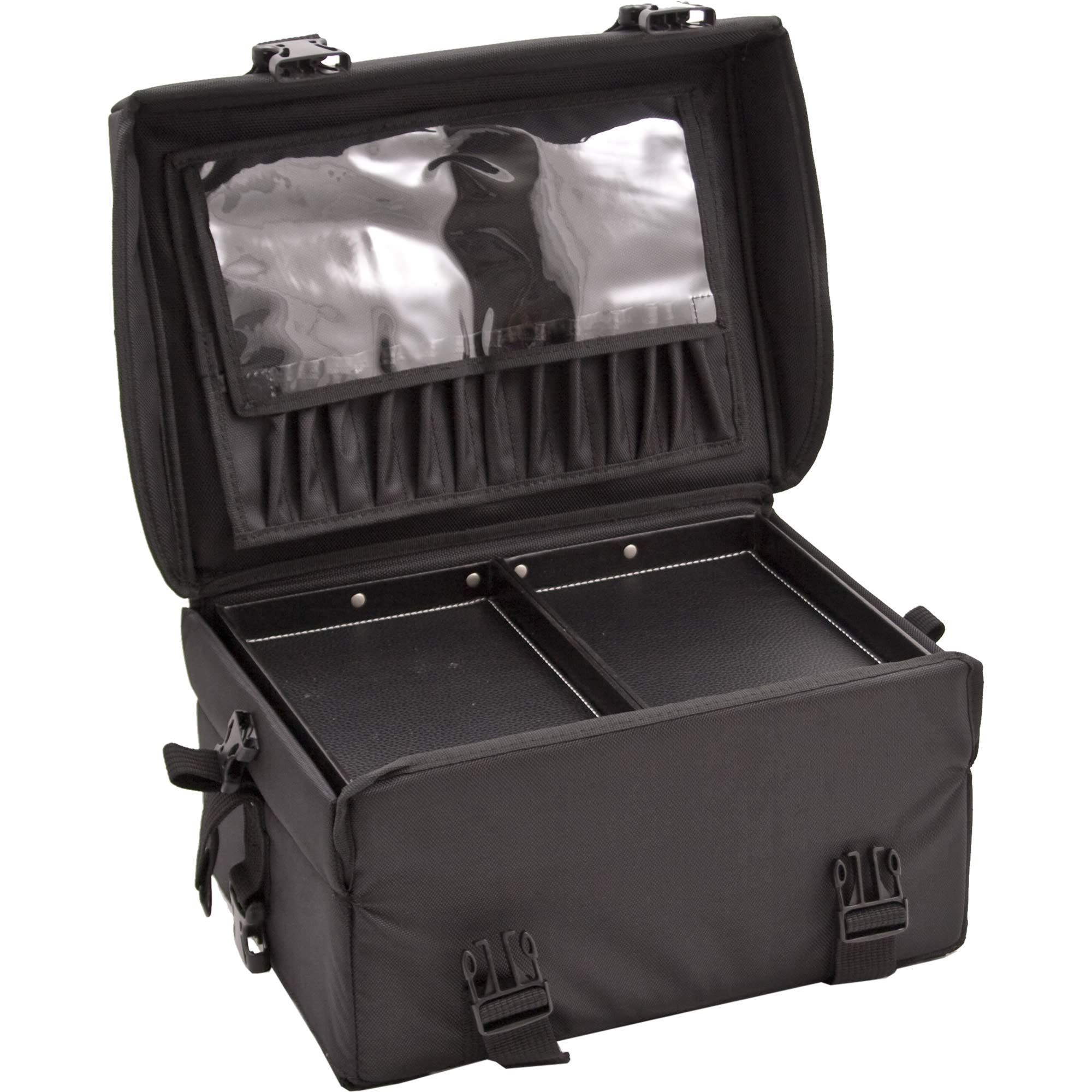 Ver Beauty Black Nylon Makeup Case with Shoulder Strap - Professional Cosmetic Organizer for Travel