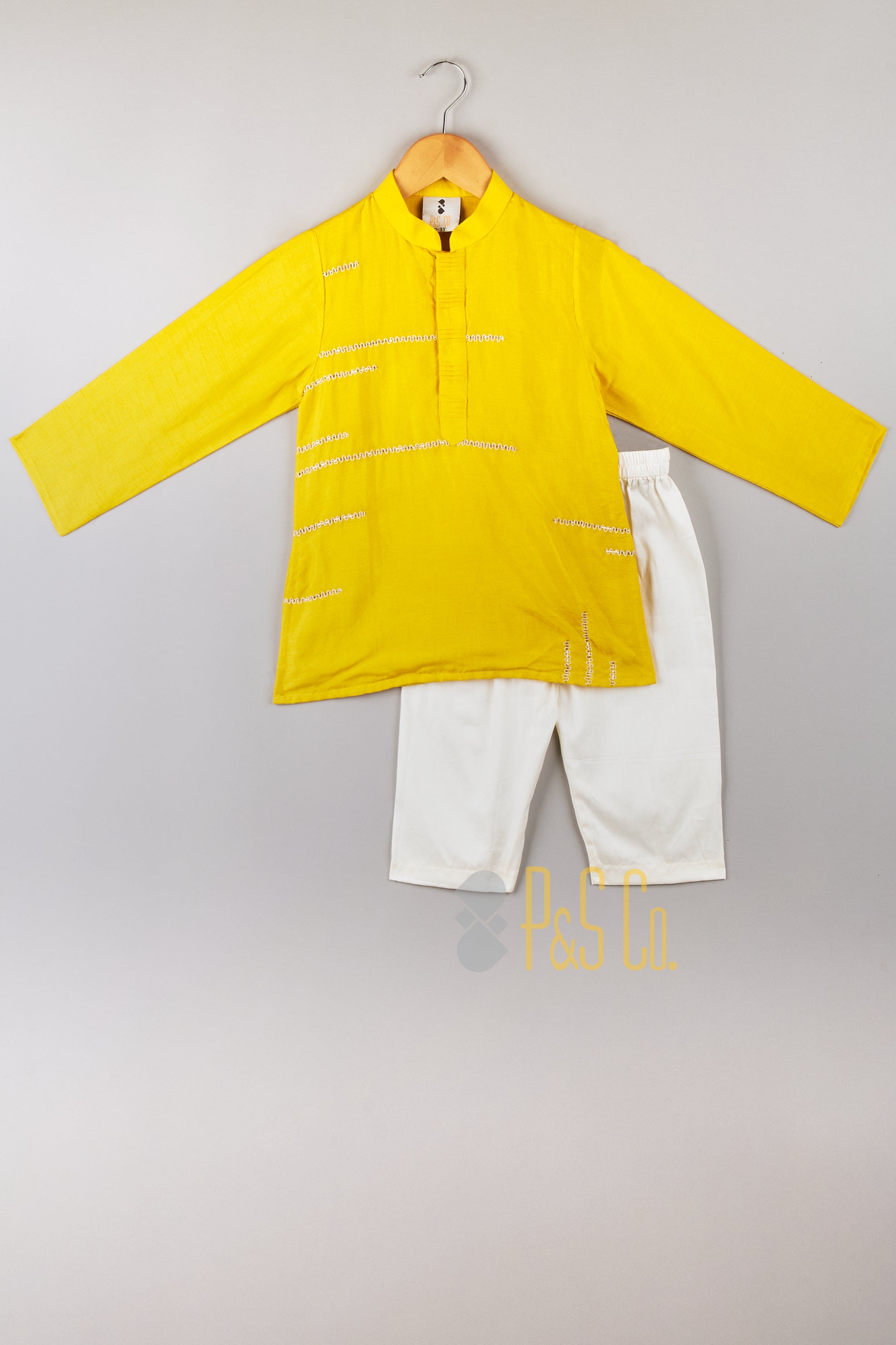 **Pre Order: Yellow Embroidered Kurta Pajama Set for Men - Traditional Indian Ethnic Wear for Festivals, Weddings & Special Occasions**