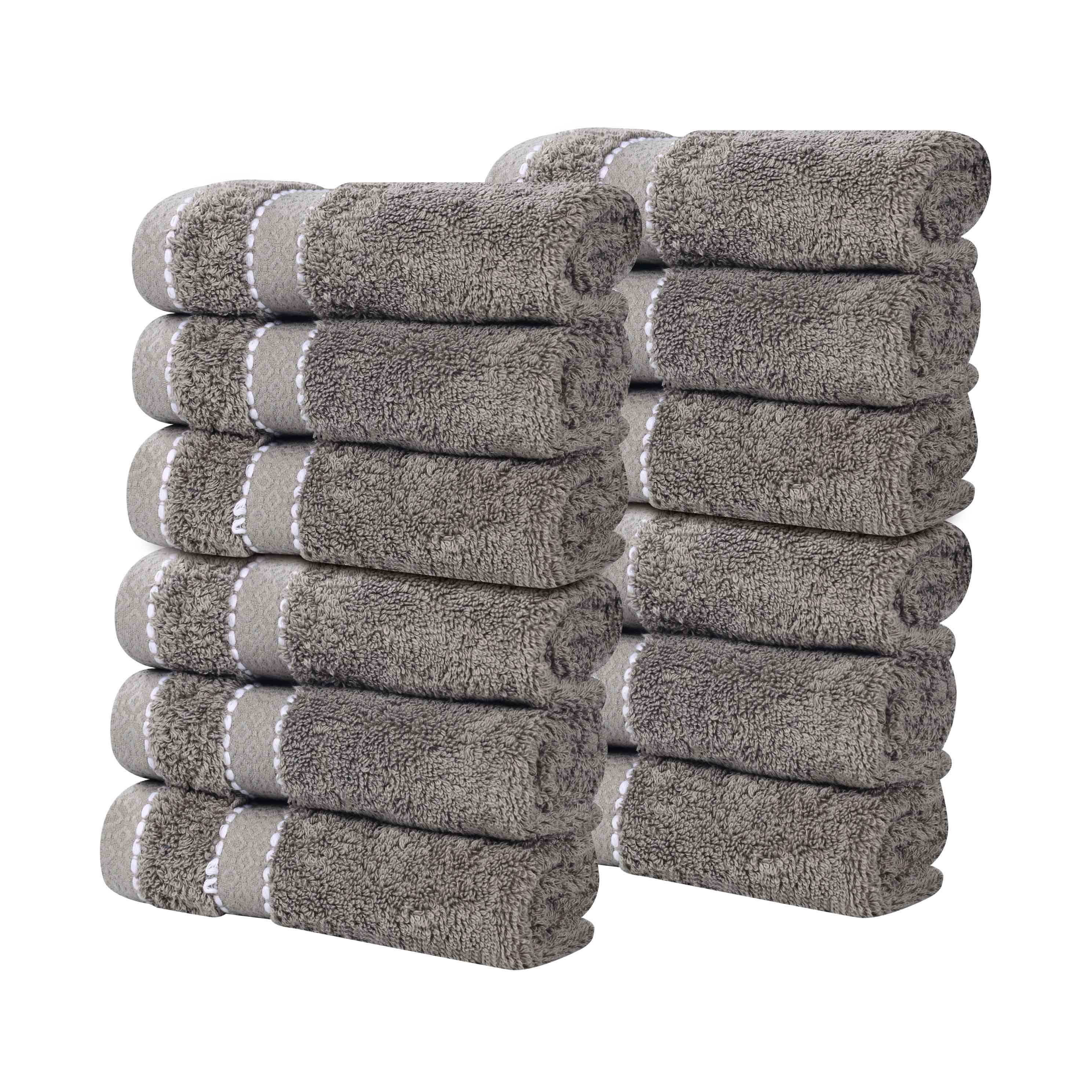 Premium Giza Cotton Dobby Face Towels - Set of 12 | Ultra Absorbent & Soft Egyptian Cotton | Perfect for Spa, Gym, Travel & Daily Skincare Routine