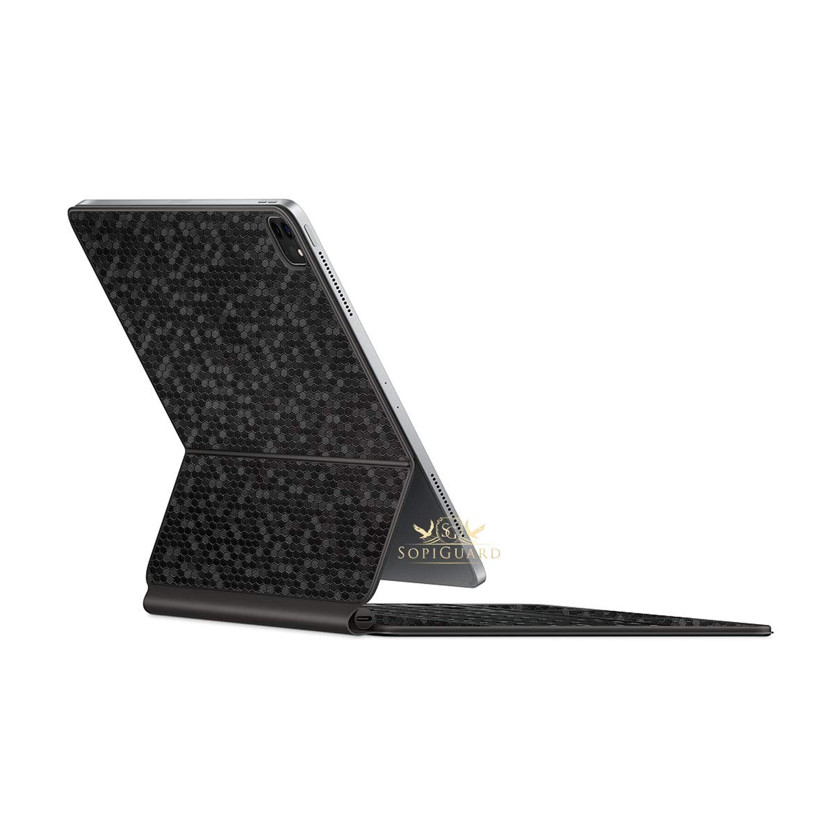 SopiGuard Protective Skin for iPad Pro Magic Keyboard 12.9 (A2229) - Honeycomb Black Vinyl Sticker Cover with Edge-to-Edge Protection for Top, Keyboard & Back Panel | Perfect for Work, Travel & Everyday Use