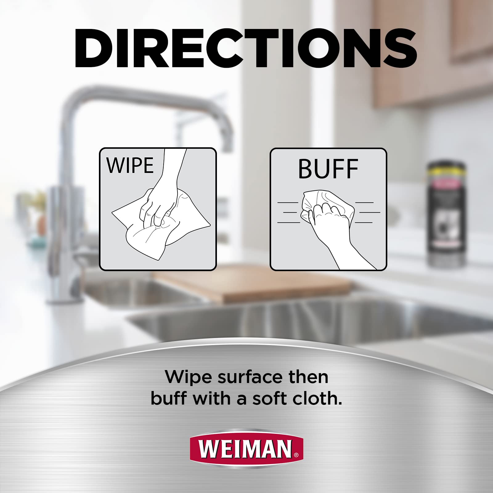 Weiman Heavy Duty Cooktop Cleaner & Polish - Stainless Steel Cleaning Wipes for Kitchen Appliances - Effective Stove Top & Range Hood Cleaner - Perfect for Grease Removal on Gas Stoves, Ovens & Countertops