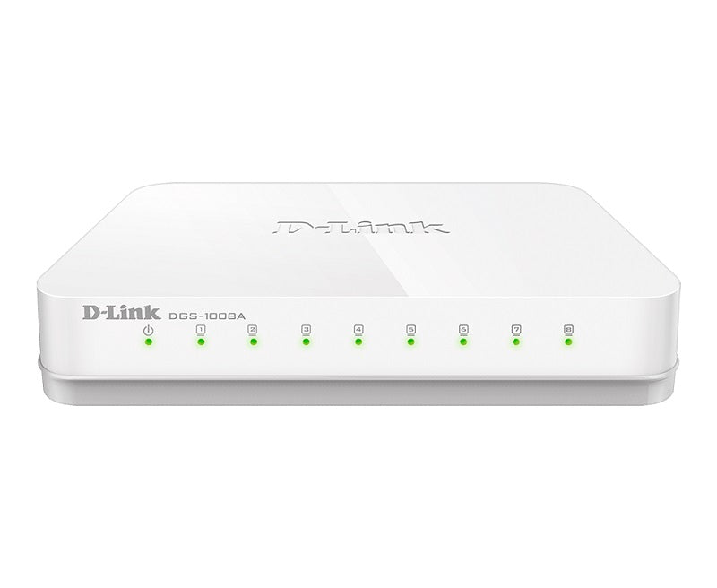 D-Link DGS-1008A 8-Port Gigabit Ethernet Switch | Plug & Play Desktop Network Hub | Ideal for Home Office, Gaming & Small Business Networks