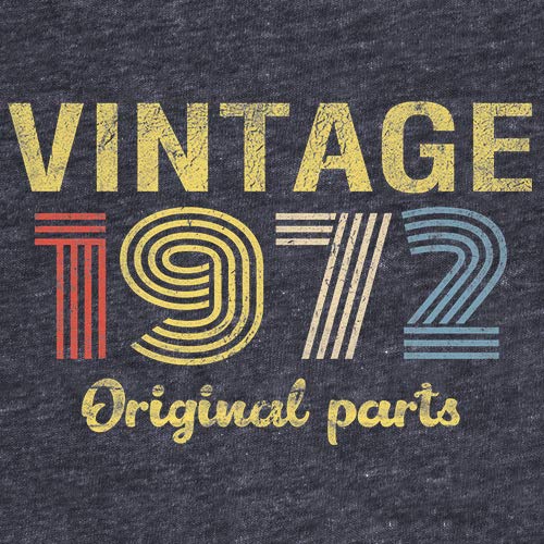 1972 Vintage Original Parts 53rd Birthday Gift for Men - Retro T-Shirt - Perfect for 53rd Birthday Parties, Father's Day & Nostalgic Celebrations