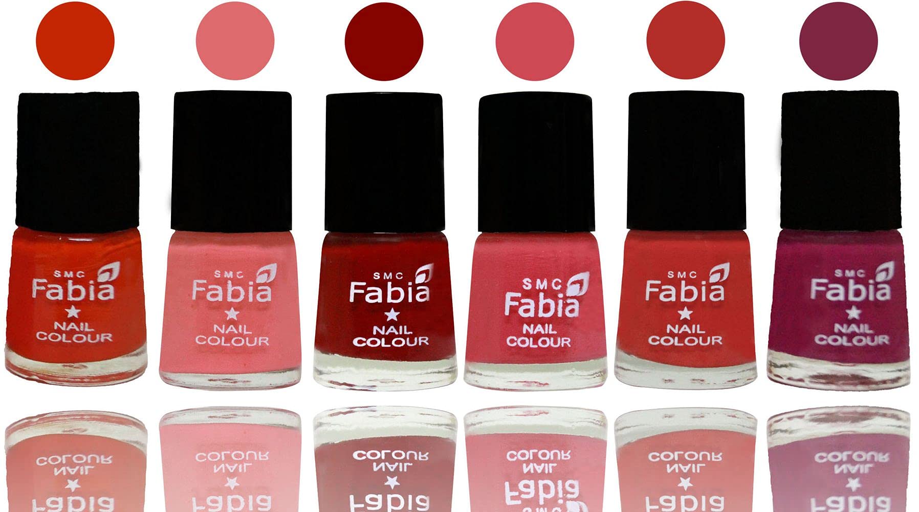 SMC Fabia Shine Bright Glossy Nail Polish Set - 6 Vibrant Colors (03185) | Long-Lasting & Chip-Resistant Nail Paint for Manicures, Pedicures & Nail Art | Perfect for Parties, Weddings & Everyday Wear