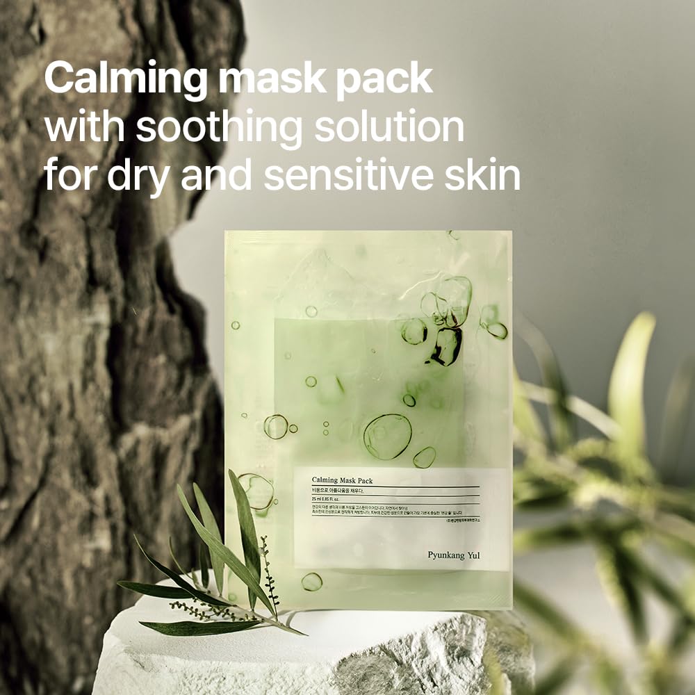 PKY Calming Cream & Serum Set - Vegan Korean Skincare for Sensitive Skin, Soothes & Repairs Skin Barrier (3.38 Fl Oz/100ml Cream + 10 Sheet Facial Masks) - Perfect for Redness Relief & Nighttime Skincare Routine