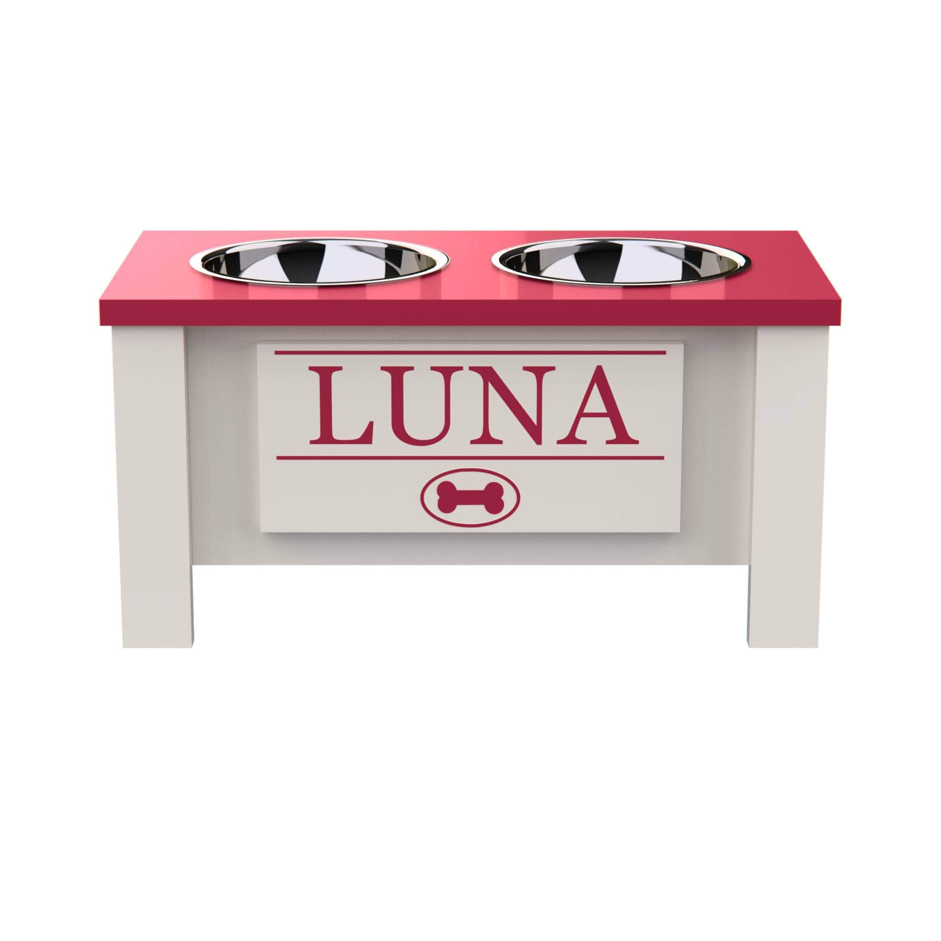Personalized Elevated Dog Bowl Stand for Large, Medium, Small & X-Small Dogs - Stainless Steel Food & Water Bowls with Internal Storage - Raised Pet Dish for Better Digestion & Comfort (Medium, Magenta) - Perfect for Kitchen, Living Room or Outdoor Use