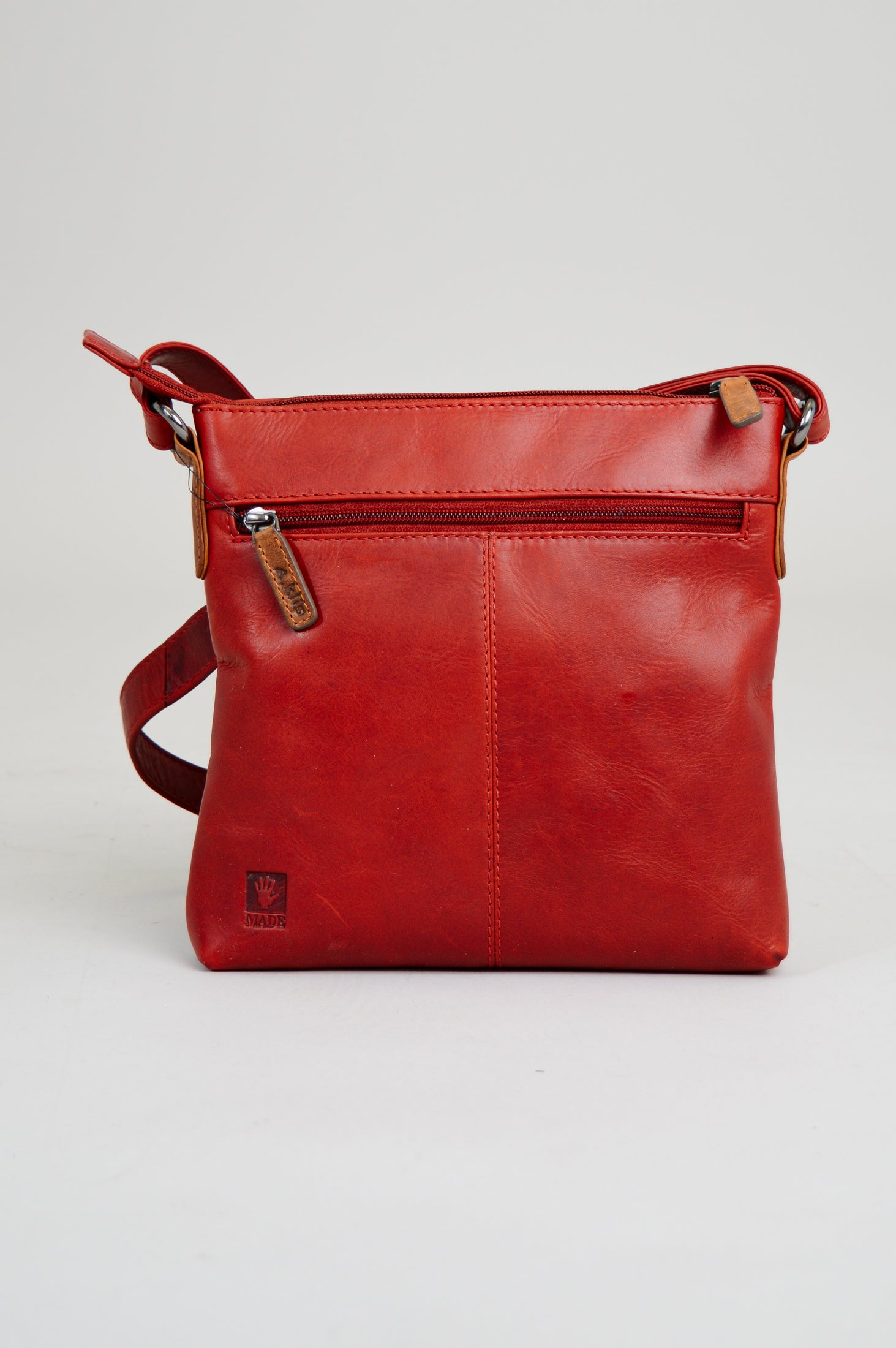 Adrian Klis 1740 Leather Purse for Women - Red & Tan Crossbody Bag, Fashionable Handbag for Daily Use & Travel Accessories