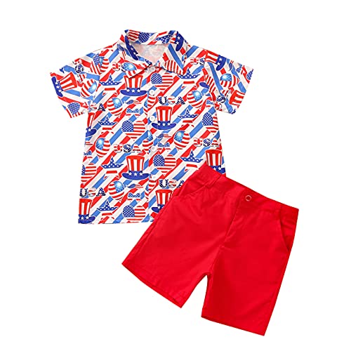 American Flag Shirt+red Shorts