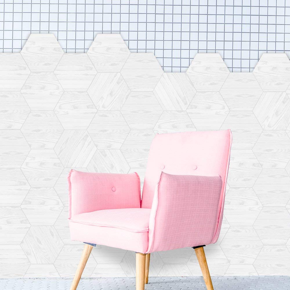 10 Pack Hexagon Non-Slip Vinyl Floor Stickers - Peel and Stick Self-Adhesive Wall Decals for Home Decor, Living Room, Kitchen & Bathroom - 7.9x9.1 Inch - Perfect for DIY Home Improvement, Nursery, Dorm & Office Spaces