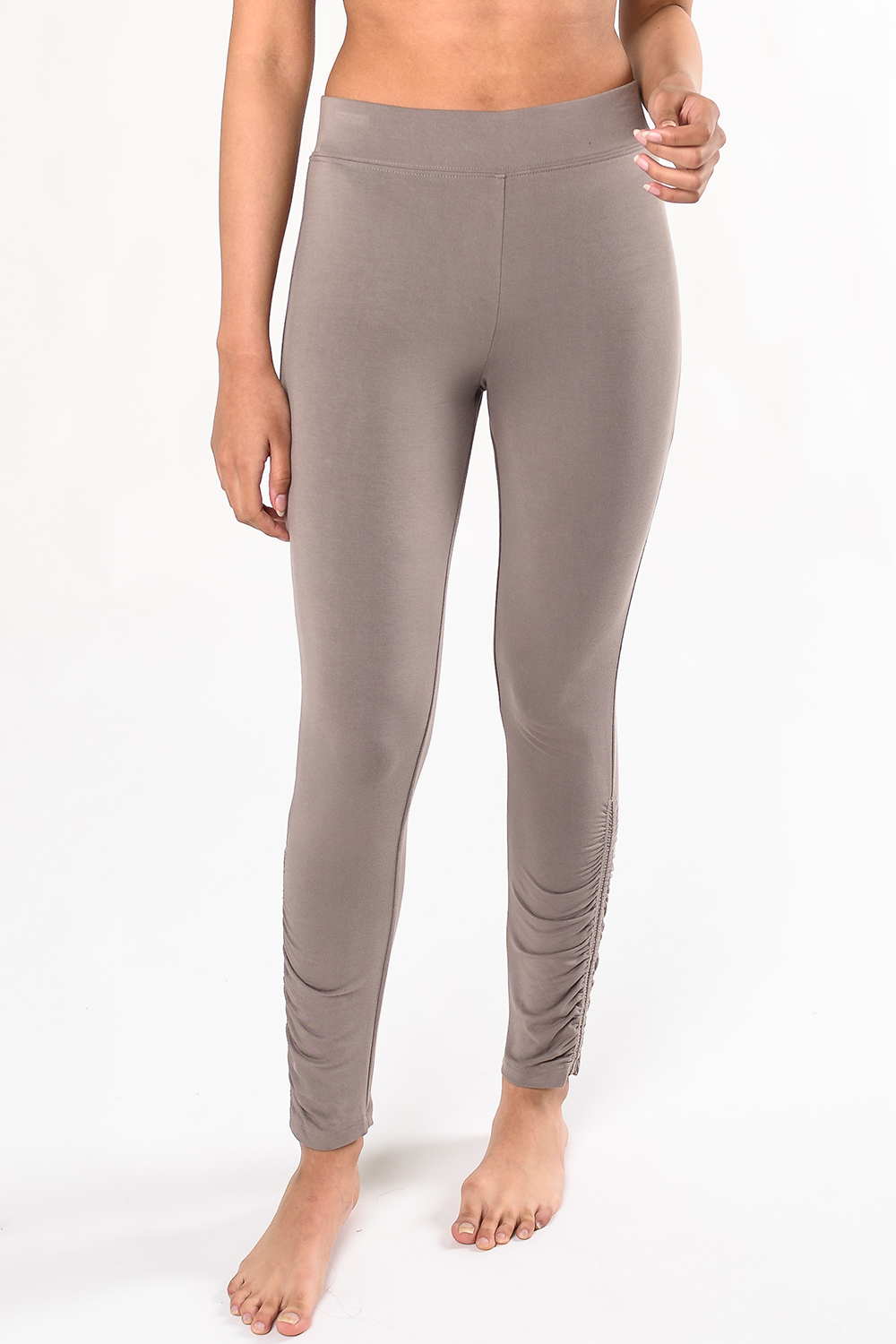 Ruched Movement Bamboo Leggings for Women - Soft Stretchy High Waist Yoga Pants - Breathable Comfortable Workout Leggings for Yoga, Running, Gym & Lounge Wear (Taupe)