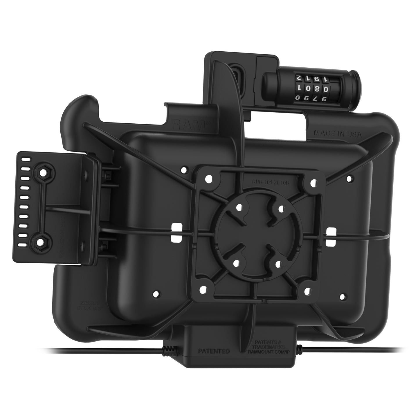 GDS® Secure Combo Locking Power & Data Dock with DB9 Port for Zebra ET5x 8.3/8.4 Printers (RAM HOL ZE10PDCL DB9U) - Ideal for Retail, Warehouse & Logistics Barcode Printing Stations