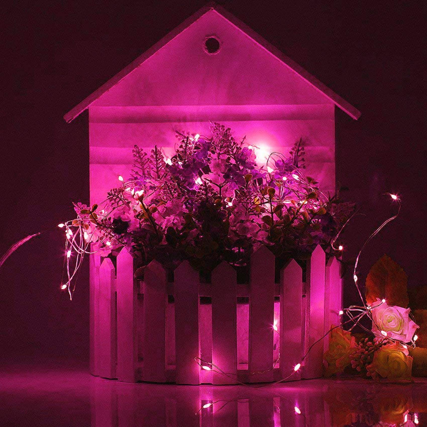 500 LED Dimmable Silver Wire String Lights - 165Ft Remote Controlled Fairy Lights for Christmas, Wedding, Party Decor | Waterproof Outdoor & Indoor Use (Pink) - Perfect for Bedroom, Garden, Patio and Holiday Lighting