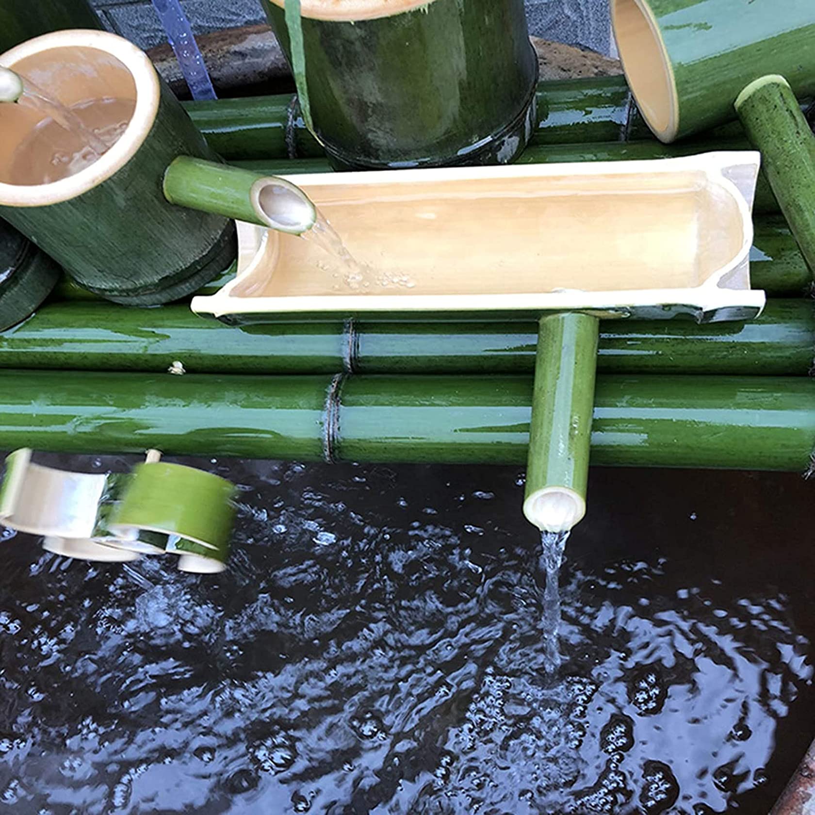 3-Tier Bamboo Water Fountain with Pump for Ponds, Gardens & Fish Tanks - Indoor/Outdoor Zen Decor, 45cm Landscape Fountain | Perfect for Patio, Backyard, Office & Meditation Spaces