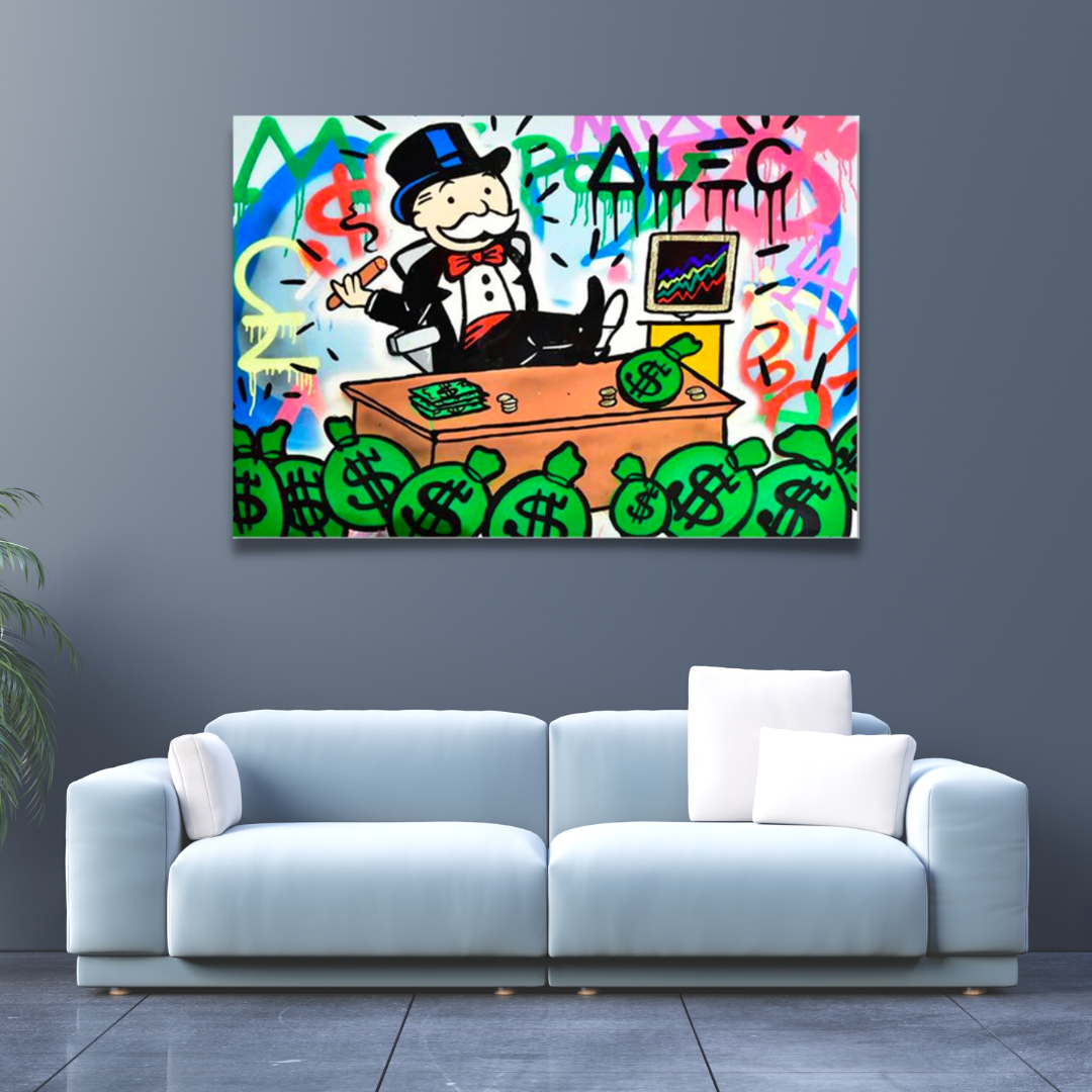 Alec Monopoly Stock Broker Art: Millionaire Canvas Print Wall Decor for Office, Living Room & Gallery | Modern Investment-Themed Artwork